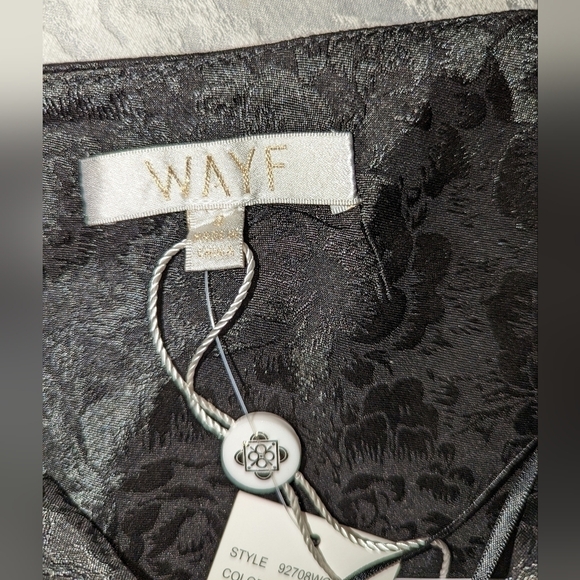 WAYF Untouchable Floral Jacquard Cutout Detail One-Shoulder Dress BLACK Sz Small - Picture 8 of 8